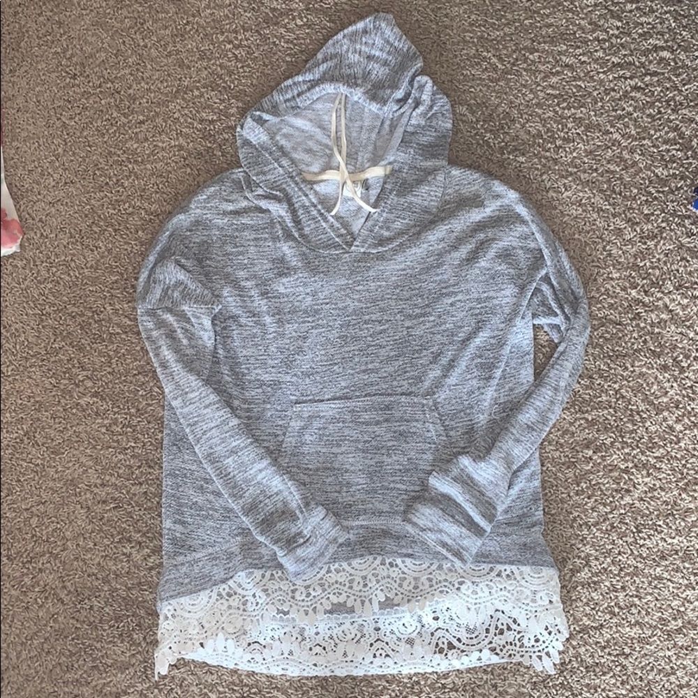 Sweater with lace trim